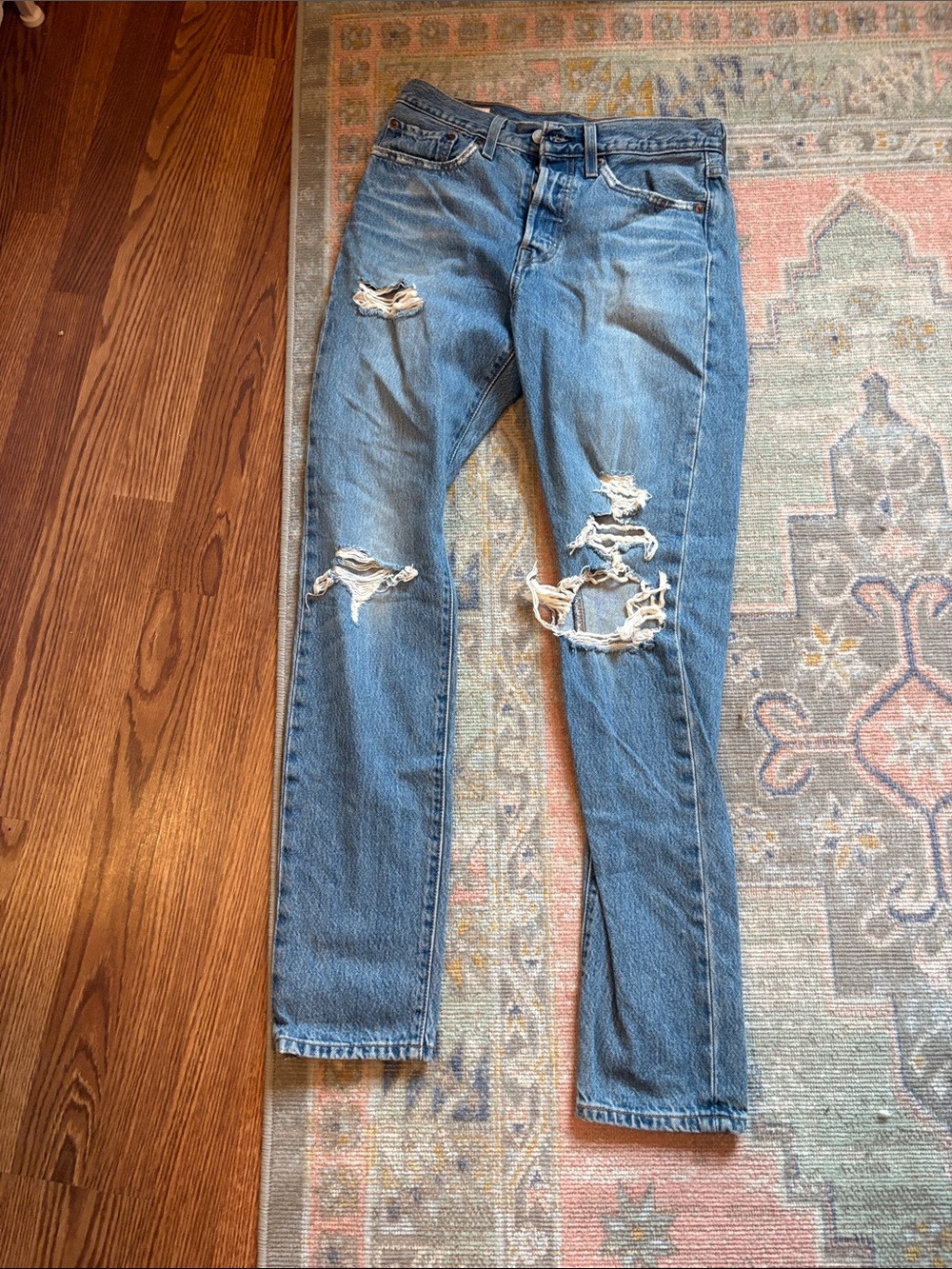 Levi's Women's Slim Straight Distressed Blue Jeans